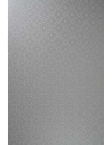 Papier décoratif métallisé Aster Metallic 250g Silver Disco argent avec un motif de cercles effet 3D 71x100cm