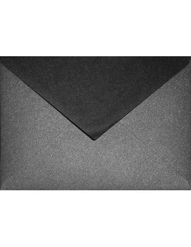 Enveloppe métallisée noire nacrée C6 (11,4x16,2cm) collage humide Aster Metallic Black 120g