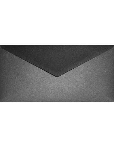 Enveloppe métallisée noire nacrée DL (11x22cm) collage humide Aster Metallic Black 120g