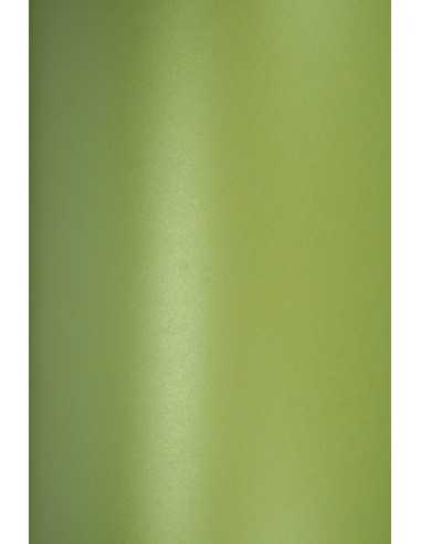 Papier métallisé vert clair nacré 250g Majestic Satin Lime - 10 feuilles A5