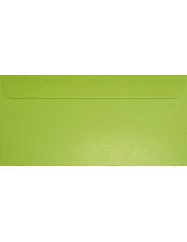 Enveloppe métallisée perlée verte DL (11x22cm) bande adhésive Sirio Pearl Bitter Green 125g