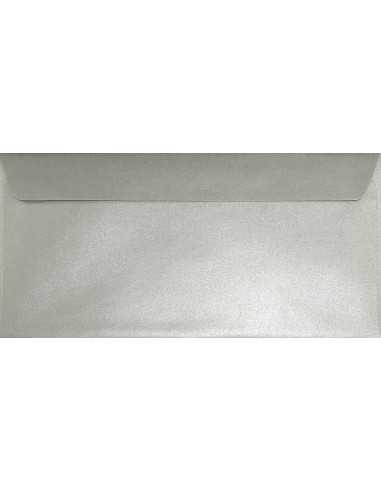 Enveloppe métallisée perlée argentée DL (11x22cm) bande adhésive Sirio Pearl Platinum 110g