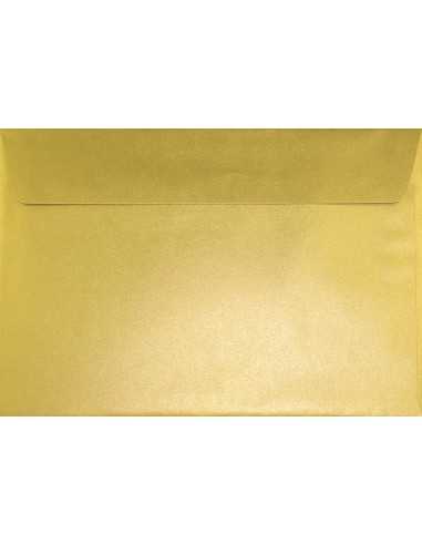 Enveloppe métallisée perlée dorée C5 (16,2x22,9cm) bande adhésive Sirio Pearl Aurum 110g