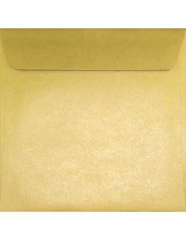 Enveloppe métallisée perlée dorée carrée (17x17cm) bande adhésive Sirio Pearl Aurum 110g