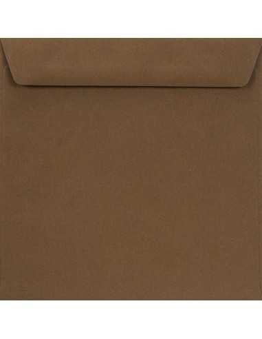 Enveloppe colorée marron carrée (15,5x15,5cm) bande adhésive Burano Tabacco 90g