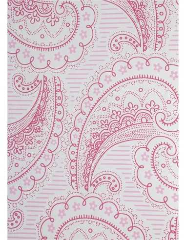 Papier décoratif rose motif arabesque (18x25cm) - 5 feuilles