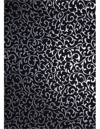 Papier décoratif noir avec dentelle argentée (56x76cm)