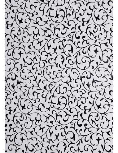 Papier décoratif blanc avec avec dentelle noire (56x76cm)