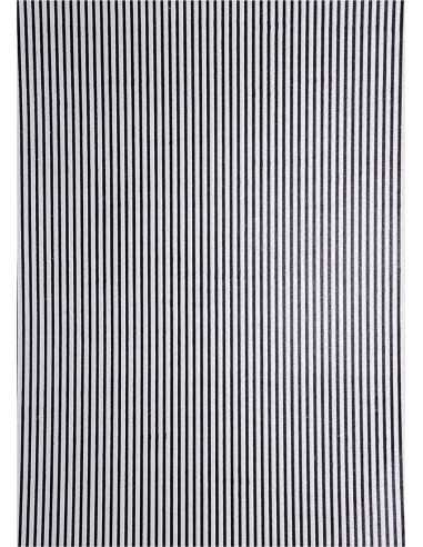 Papier décoratif métallisé blanc avec rayures noires (56x76cm)