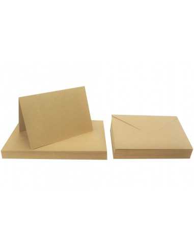 Ensemble Papier ordinaire décoratif écologique Kraft EKO 300g marron froissé è enveloppe C6 EKO Kraft 25pc.