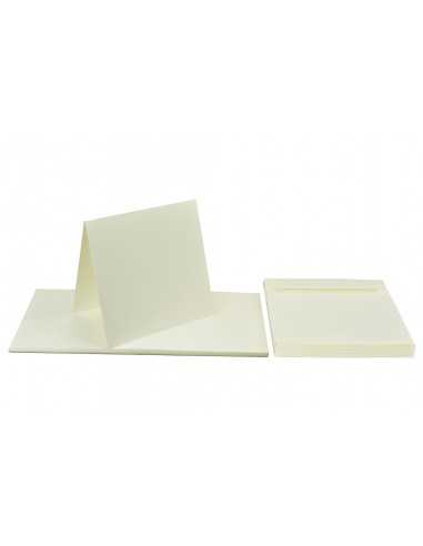 Set de papier rainuré crème 240g Lessebo + enveloppe carrée crème Lessebo - 25 pièces