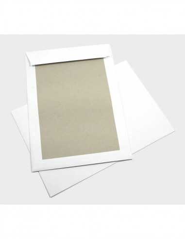 Enveloppe d'expédition blanche B4 (25x35,3cm) dos en carton gris 400g - 25 pièces