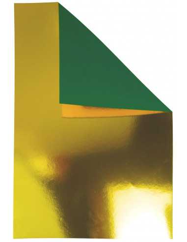 Papier coloré doré/vert effet miroir sur une face 260g Mirror Gold/Green - 10 feuilles A3