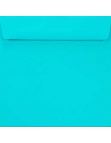 Enveloppe colorée bleue carrée (15,5x15,5cm) bande adhésive Burano Azzurro Reale 90g