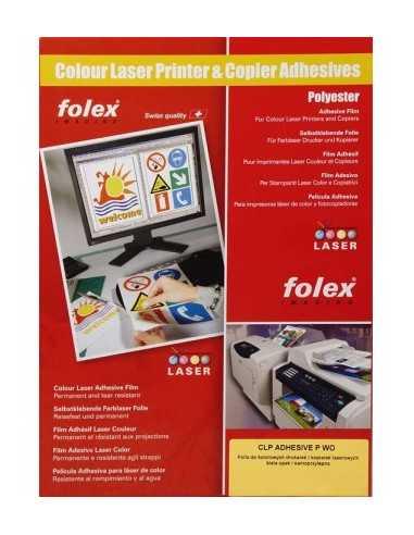 Film autocollant blanc pour imprimantes laser couleur FOLEX ADHESIVE P-WO - 10 feuilles SRA3