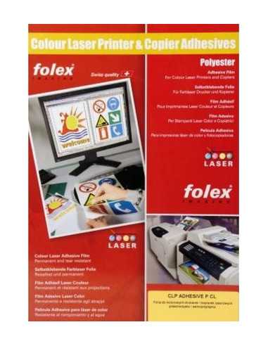 FOLEX ADHESIVE P-CL Feuille autocollante transparent pour les imprimantes laser couleur em. 50A4
