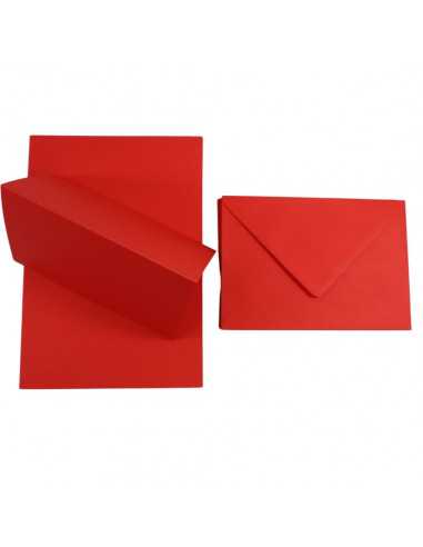 Set de papier rainuré rouge 160g Rainbow + enveloppe rouge B6 - 25 pièces