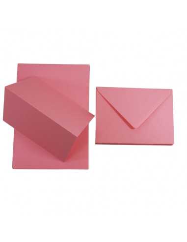 Set de papier rainuré rose 160g Rainbow + enveloppe rose B6 - 25 pièces