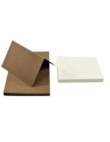 Set de papier rainuré écologique marron 340g Kraft EKO PLUS + enveloppe écrue C6 Munken Pure - 25 pièces