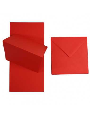 Set de papier rainuré rouge 160g Rainbow + enveloppe carrée rouge - 25 pièces