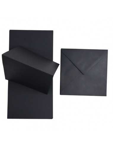 Set de papier rainuré noir 160g Rainbow + enveloppe carrée noire - 25 pièces