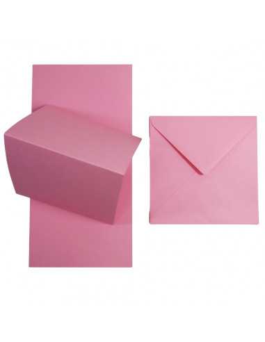 Set de papier rainuré rose 160g Rainbow + enveloppe carrée rose - 25 pièces