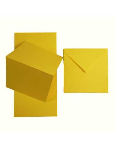 Set de papier rainuré jaune 160g Rainbow + enveloppe carrée jaune - 25 pièces