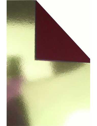 Papier coloré argenté/bordeaux effet miroir sur une face 260g Mirror Gold/Bordeaux (68x97cm)