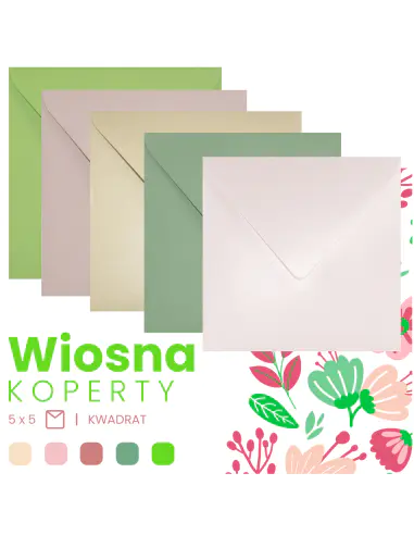 Set d'enveloppes carrées (15,3x15,3cm) "Printemps" - 25 pièces