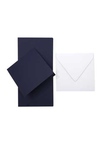 Set de papier rainuré bleu 280 g Nettuno Blue Navy + enveloppe carrée blanche Z-bond - 25 pièces