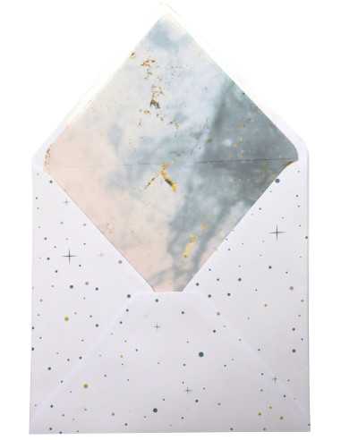 Enveloppe carrée imprimée recto verso avec étoiles (15,5x15,5 cm) collage humide 120g