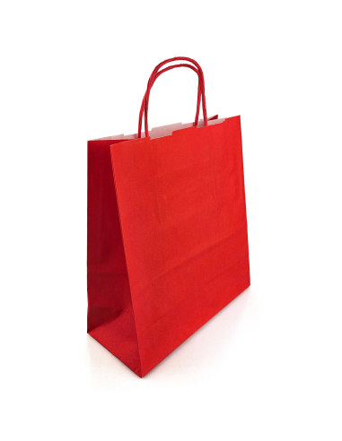 Sac en papier Kraft rouge (18x8x21cm) - 10 pièces