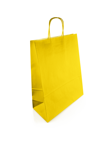 Sac en papier Kraft jaune (25x11x32cm) - 10 pièces