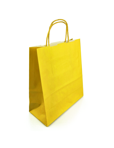 Sac en papier Kraft jaune (18x8x21cm) - 10 pièces