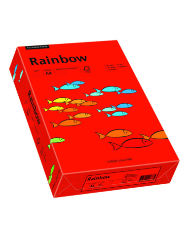 Papier coloré rouge 160g Rainbow - 250 feuilles A4