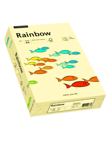 Papier coloré ivoire 160g Rainbow - 250 feuilles A4